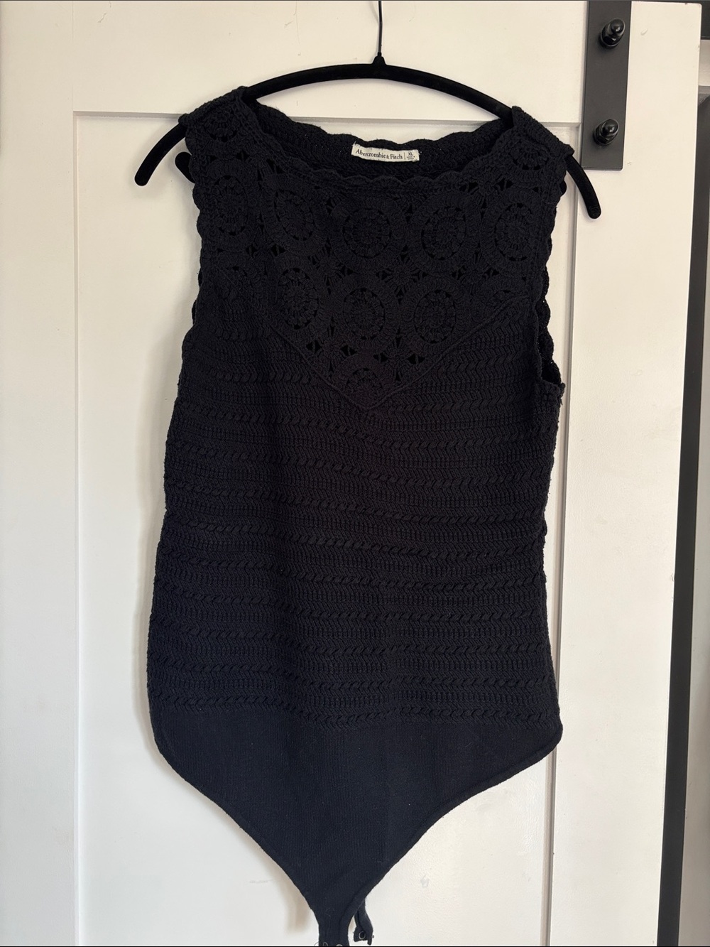 Abercrombie Sleeveless Black Crochet Bodysuit Top